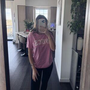 Pink Tampa Bay Bucs Graphic T-Shirt (Size Small)